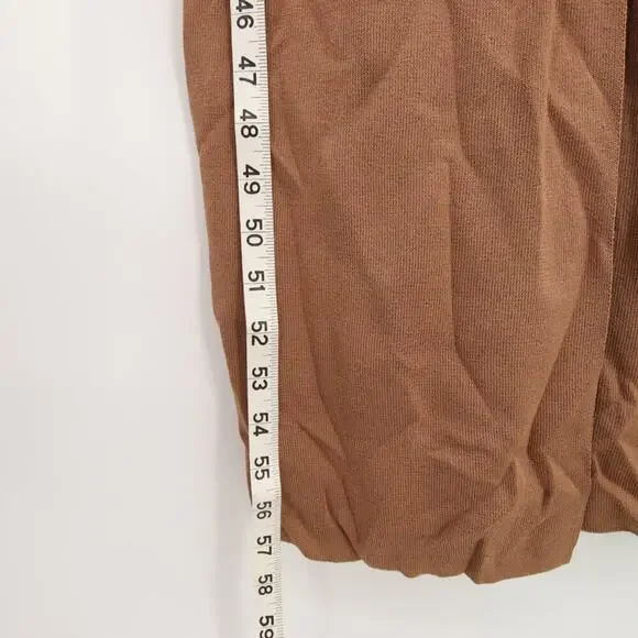 House of CB London Maxi Dress Tan Nude Ribbed Long Sleeve Slit Scoop Neck Large - Picture 6 of 11